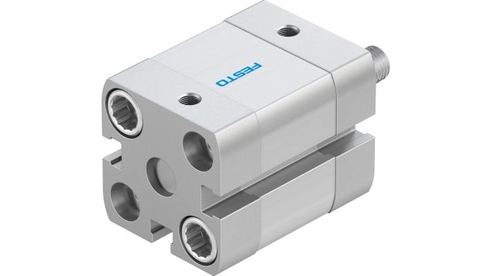 Cilindro pneumatico Festo ADN-20-10-A-P-A, doppio effetto, foro 20 mm, corsa 10 mm, attacco M5, peso 131 g.