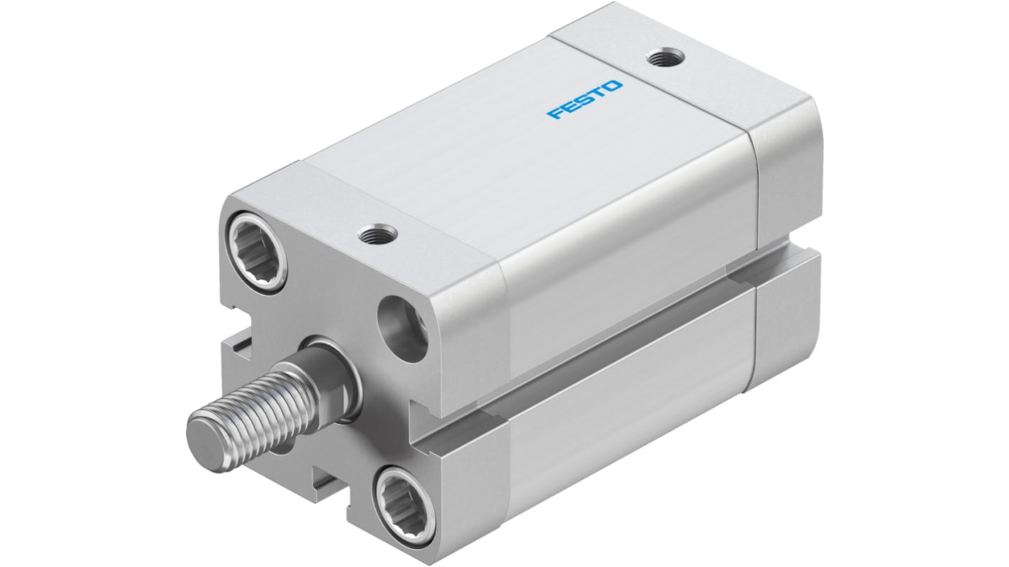 Cilindro pneumatico Festo ADN-25-30-A-P-A, doppio effetto, alesaggio 25 mm, corsa 30 mm, attacco M5, dimensioni 39.5 x 39.5 x 74.5 mm.