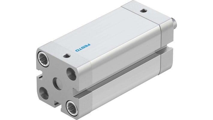 Cilindro pneumatico Festo ADN-25-50-A-P-A, doppio effetto, foro 25 mm, corsa 50 mm, attacco M5, montaggio orizzontale o verticale.