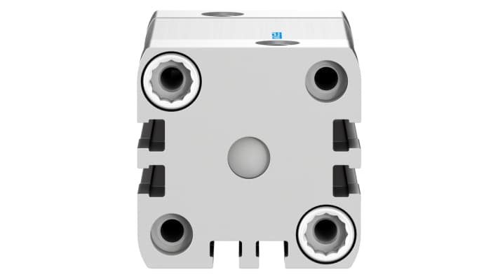 Cilindro pneumatico doppio effetto Festo ADN-32-30-A-P-A, alesaggio 32 mm, corsa 30 mm, attacco G 1/8, dimensioni 47 x 47 x 80 mm.