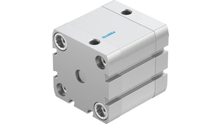 Cilindro pneumatico Festo ADN-50-25-A-P-A, doppio effetto, alesaggio 50 mm, corsa 25 mm, design compatto per applicazioni industriali.