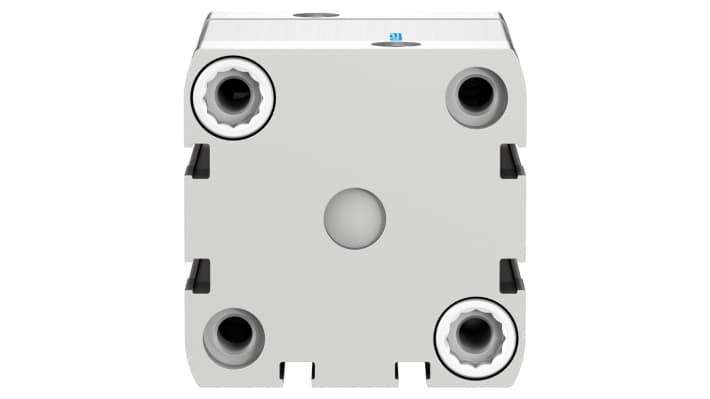 Cilindro pneumatico Festo ADN-50-30-A-P-A, doppio effetto, diametro 50 mm, corsa 30 mm, pressione max 10 bar. Dimensioni 65.5 x 65.5 x 82.7 mm.