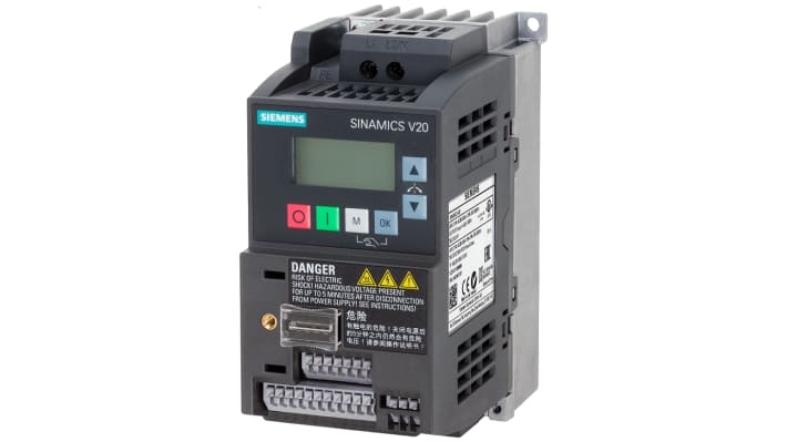 Inverter Siemens 6SL3210-5BB17-5BV1, 0,75 W, 230 V c.a., IP20, efficienza 98%, ottimizza controllo e alimentazione per motori e pompe.