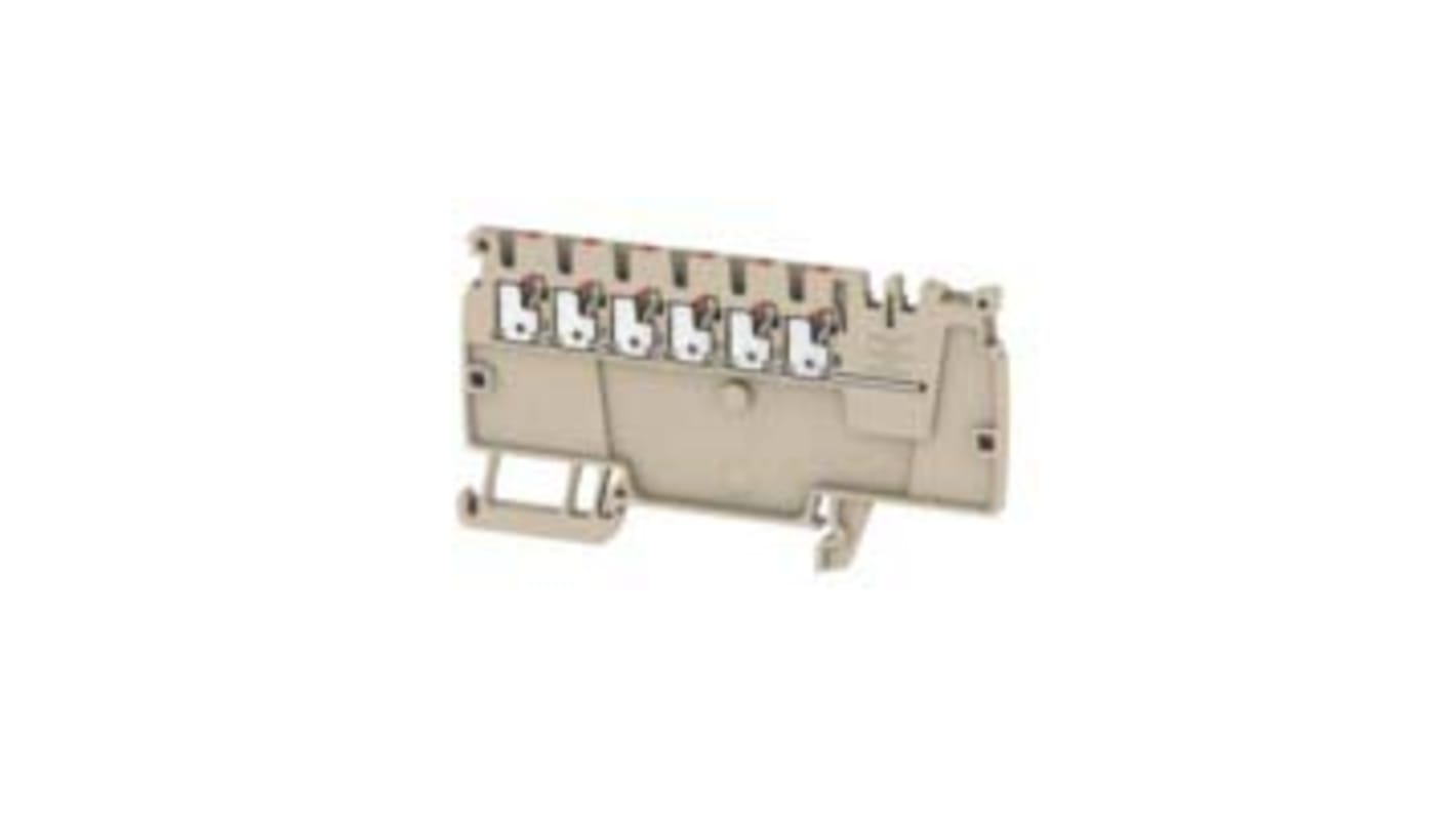 Morsettiera per guida DIN Weidmüller beige, livello singolo, 17.5A - Codice 1988160000. Protezione da corrente di picco e monitoraggio carico elettronico, ideale per spazi ridotti.