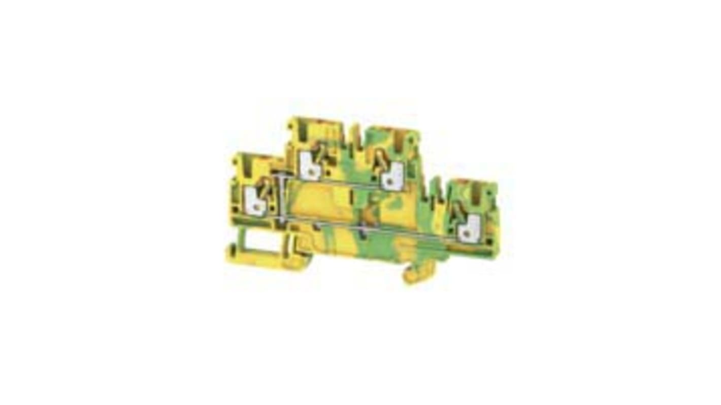Morsettiera DIN Weidmüller 1547680000 verde/giallo, 24A. Tecnologia a innesto per cablaggio veloce. Ideale per guide DIN.