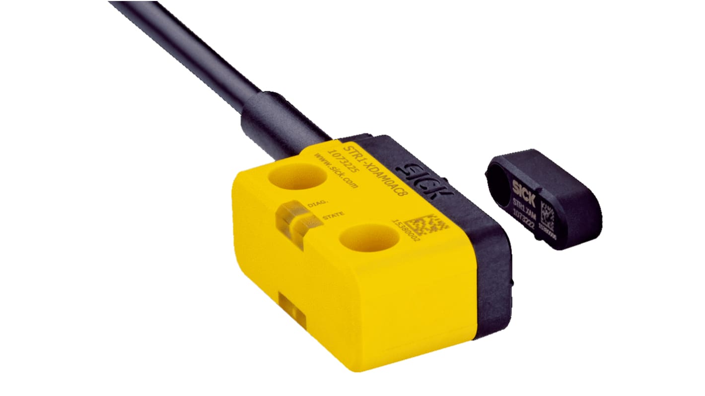 Interruttore di sicurezza senza contatto Sick STR1, 24V cc, contatti 2NO, protezione IP67, dimensioni 26.2mm x 40mm x 18mm.