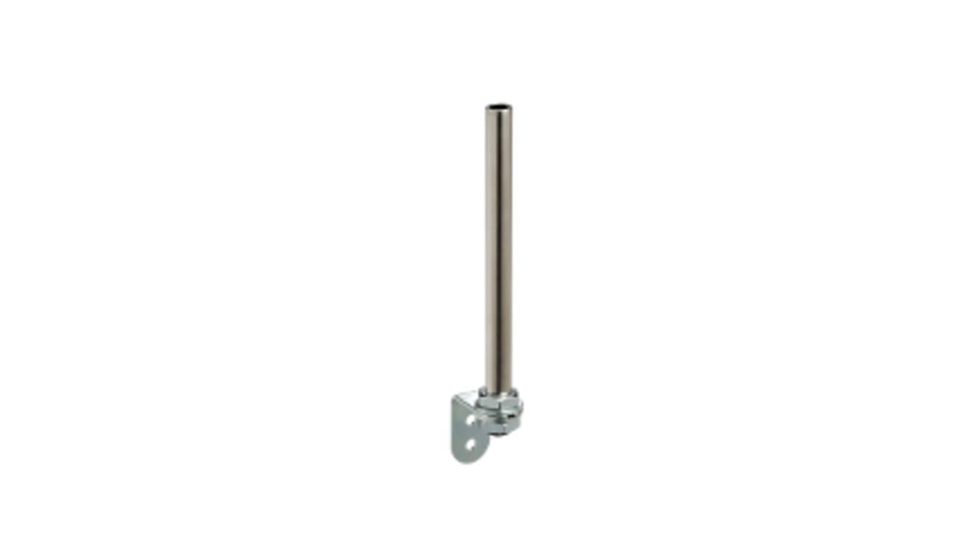 Tubo di supporto con staffa per colonna luminosa Schneider Electric XVMZ03T, colore argento, diametro 20 mm, lunghezza 263 mm, grado di protezione IP42. Montaggio su tubo mediante staffa.