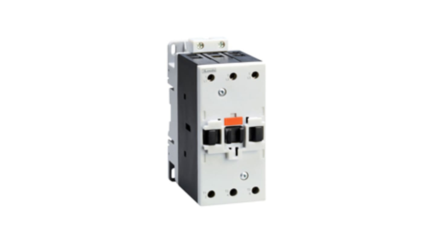 Contattore Lovato BF8000A230, 3 poli, 80 A, bobina 230 V c.a., montaggio su guida DIN, dimensioni 55 x 114,5 x 136 mm.