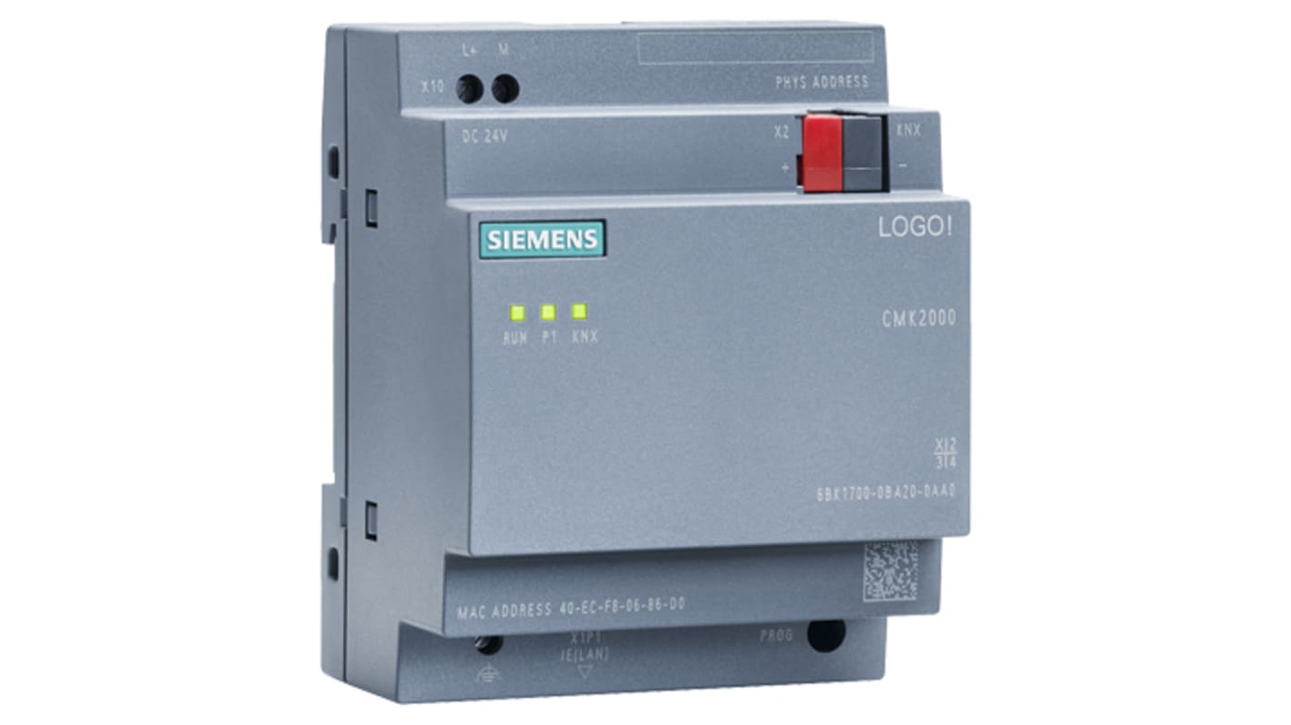 Modulo di comunicazione Siemens 6BK1700-0BA20-0AA0 per LOGO!, 2 ingressi/uscite digitali, montaggio su guida DIN, 71,5 x 90 x 58,5 mm.