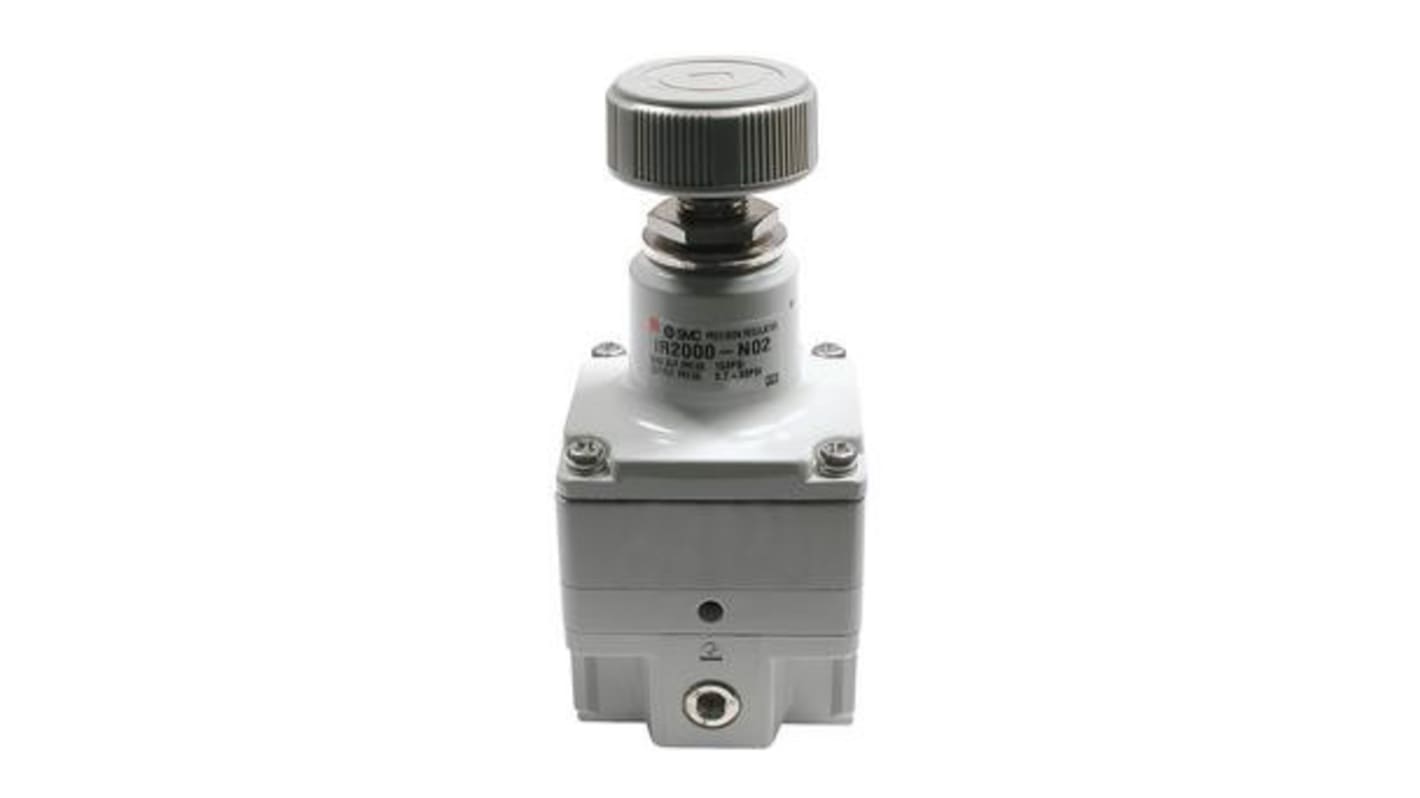 Regolatore di flusso SMC IR1020-F01-A, montaggio a pannello, flusso massimo 4,4 L/min, temperatura operativa -5°C/+60°C.