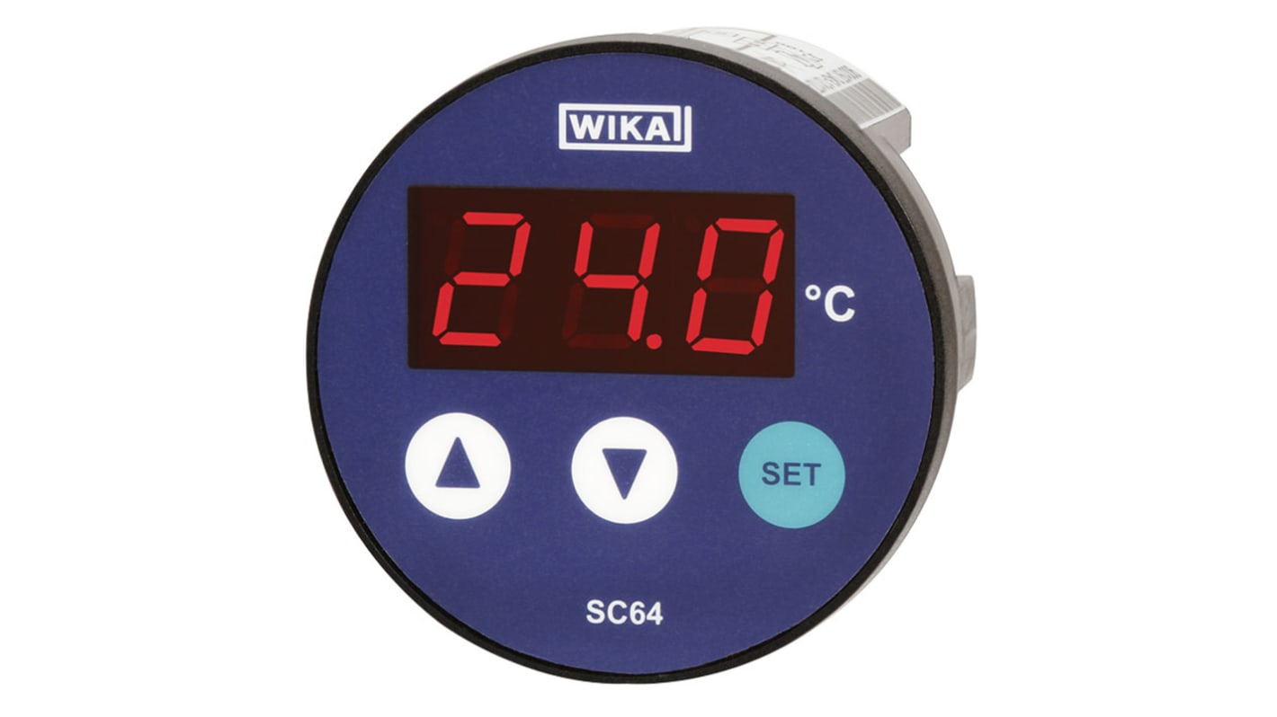 Termoregolatore PID WIKA 14054709, montaggio a pannello, alimentazione 12-24 V c.a., gamma -50 a 400 °C, display LED rosso.