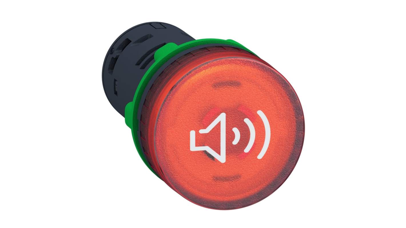 Segnalatore acustico e luminoso Schneider Electric XB5KS2M4, cicalino rosso, 230 V, 90 dB, montaggio su base da 22 mm, IP66/IP67/IP69.