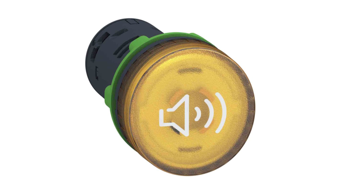 Segnalatore acustico e luminoso Schneider Electric XB5KS2M8, 240 V, cicalino giallo, montaggio 22 mm, grado di protezione IP66/IP67/IP69.