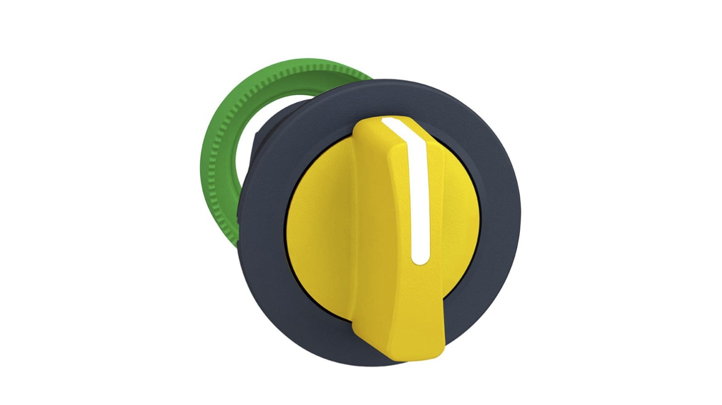 Selettore Harmony XB5 di Schneider Electric, testa gialla a 2 posizioni, diametro 30 mm, montaggio a filo, grado di protezione IP66/IP67/IP69.