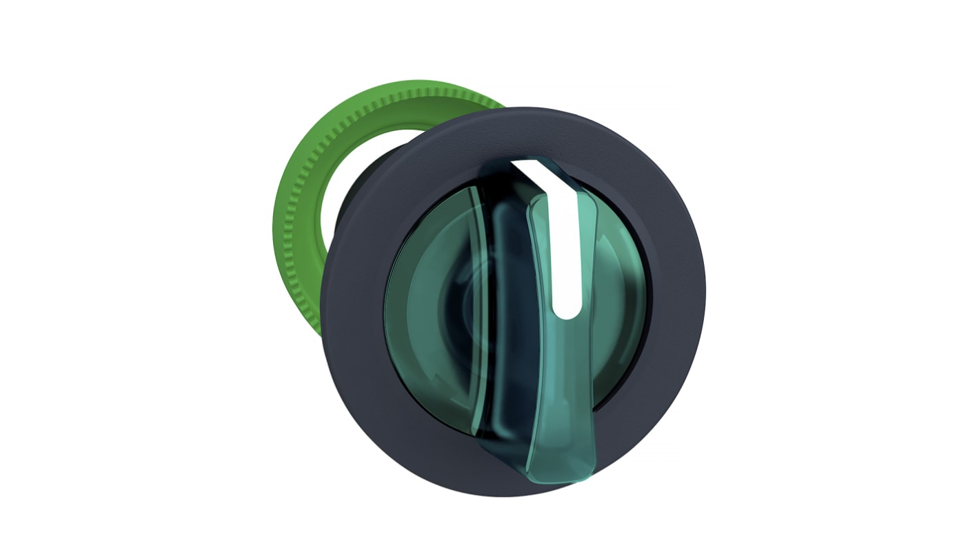 Selettore a 2 posizioni Schneider Electric Harmony XB5, diametro 30 mm, impugnatura verde, protezione IP66/IP67/IP69K.