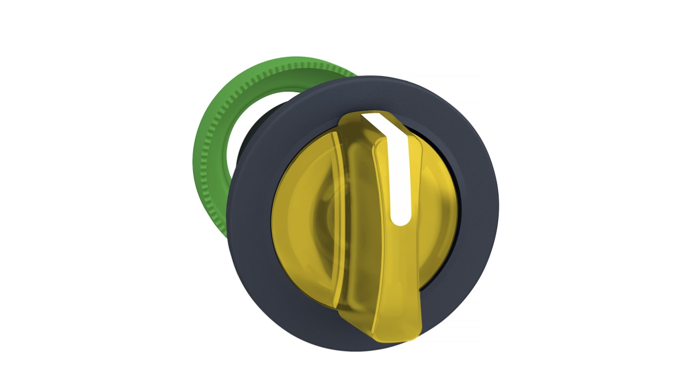 Selettore a 3 posizioni Schneider Electric ZB5FD705, montaggio a filo, diametro 30 mm, colore giallo, protezione IP66/IP67/IP69K.
