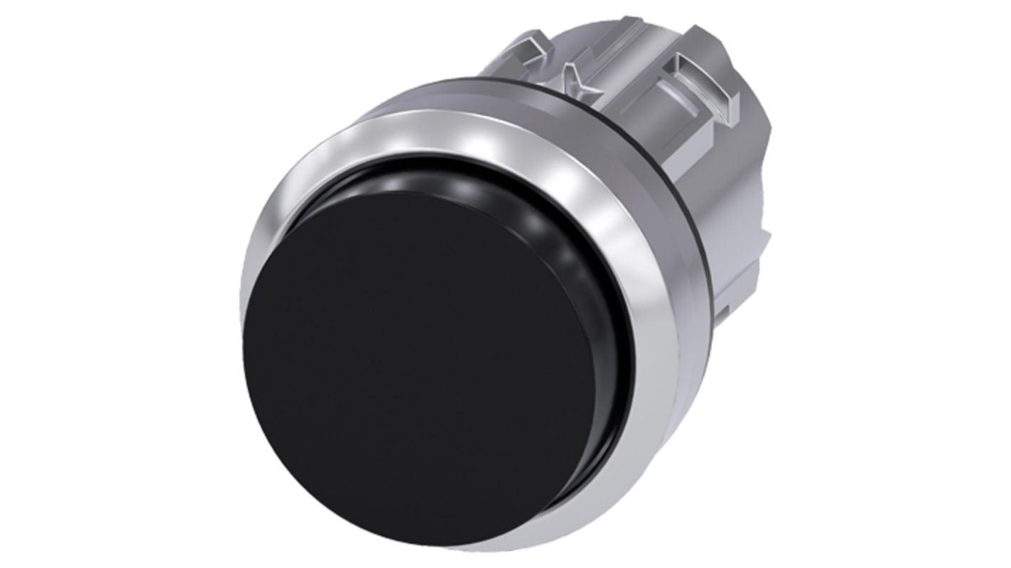 Pulsante instabile Siemens SIRIUS ACT, diametro 22 mm, corpo nero lucido, attuazione momentanea, grado di protezione IP66/IP67/IP69K.