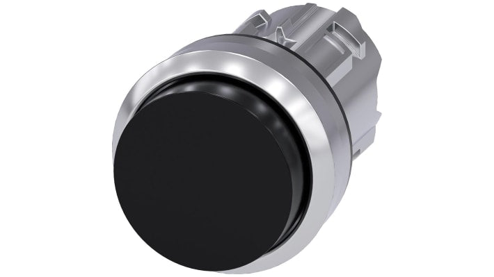 Pulsante instabile Siemens SIRIUS ACT, diametro 22 mm, corpo nero lucido, attuazione momentanea, grado di protezione IP66/IP67/IP69K.