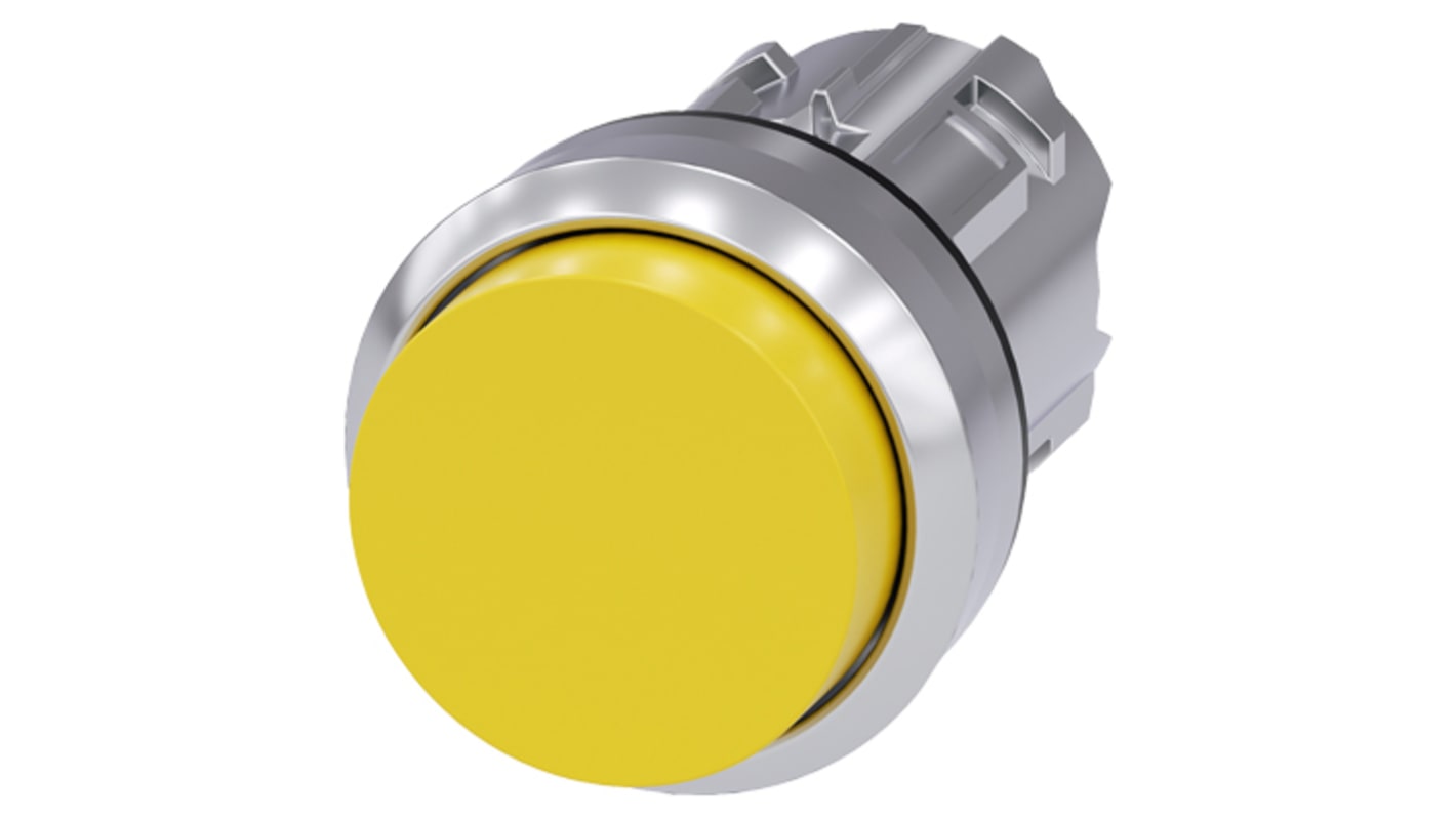 Pulsante instabile Siemens SIRIUS ACT, giallo lucido, diametro 22 mm, attuazione momentanea, protezione IP66/IP67/IP69K.