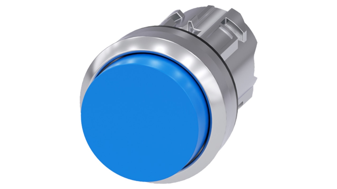 Pulsante instabile Siemens SIRIUS ACT, diametro 22 mm, corpo blu lucido, attuazione momentanea, grado di protezione IP66/IP67/IP69K.