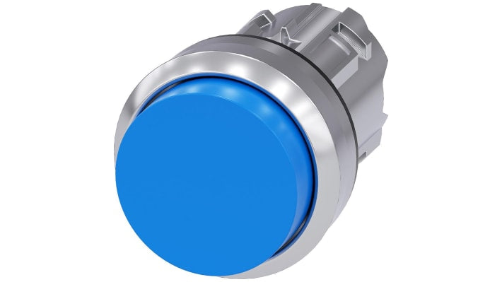 Pulsante instabile Siemens SIRIUS ACT, diametro 22 mm, corpo blu lucido, attuazione momentanea, grado di protezione IP66/IP67/IP69K.