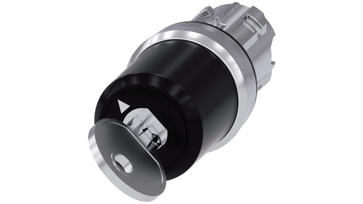 Testa selettore Siemens SIRIUS ACT, interruttore a chiave rotondo in metallo, 2 posizioni, protezione IP66, temperatura -25/+70°C.