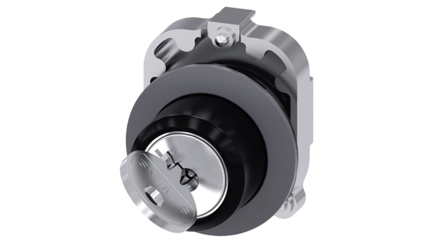 Testa selettore Siemens SIRIUS ACT, interruttore a chiave con 2 posizioni, diametro foro 30mm, protezione IP66, temperatura operativa -25/+70°C.