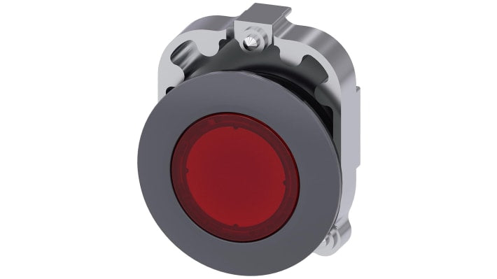 Pulsante rotondo rosso Siemens SIRIUS ACT, diametro 38 mm, contatto momentaneo, protezione IP66/IP67/IP69K.