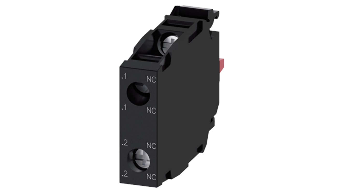 Modulo di contatto Siemens 3SU1400-1AA10-1EA0 con morsetti a vite e corrente nominale 10A - Serie SIRIUS ACT - Resistente agli urti, ideale per pannelli di controllo.