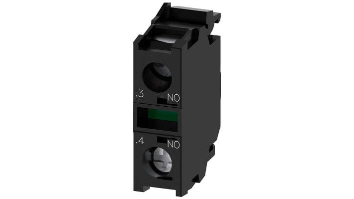 Modulo contatti Siemens 3SU1400-1AA10-1LA0, SPDT, 500 V, 10 A, montaggio su piastra, contatti placcati oro.