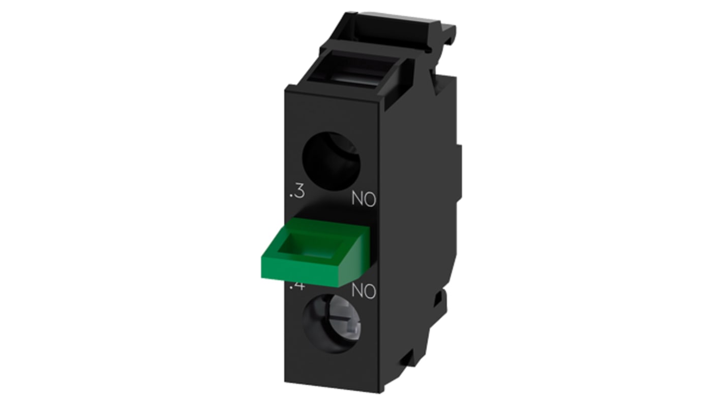 Blocco contatti Siemens 3SU1400-2AA10-1LA0, modulo per montaggio a pavimento, 500 V, 10 A, contatti placcati oro.