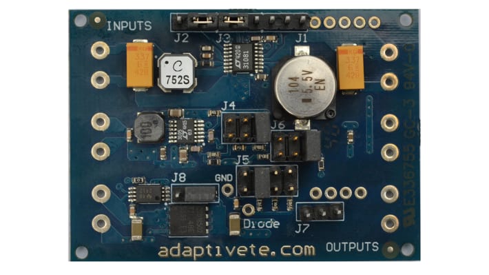 Modulo I/O Adaptive ADEH-P-B per recupero energia da fonti termiche e solari, con tecnologia di tracciamento e convertitore boost.