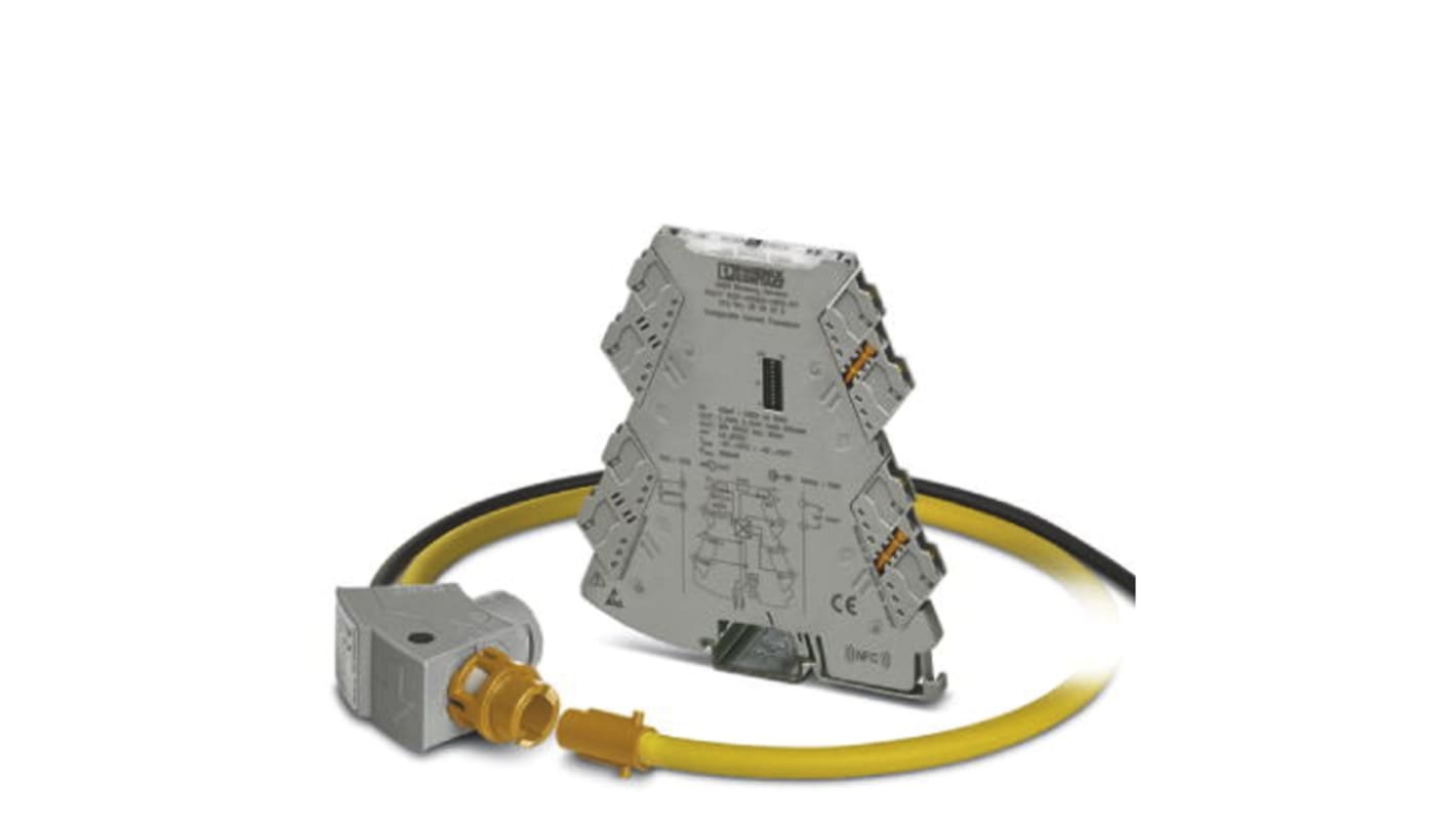 Trasformatore di corrente Phoenix Contact 2906233, 4000A, uscita 0-21 mA, montaggio su guida DIN, dimensioni 6,2 x 110,5 x 120,5 mm.