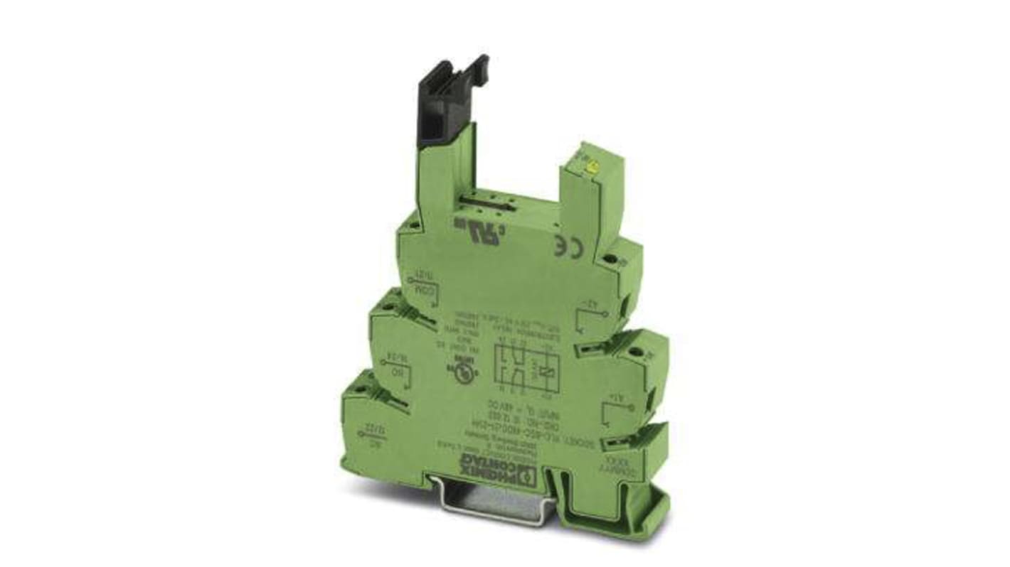 Zoccolo PLC-BSC Phoenix Contact 1012003, verde, per relè Serie PLC, montaggio su guida DIN, 48 V c.c., 2 contatti PDT.