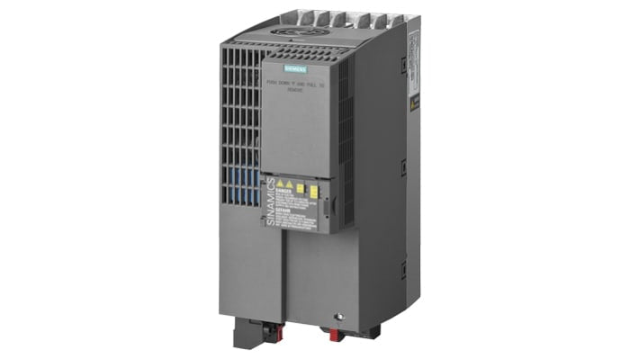 Inverter Siemens 6SL3210-1KE23-8UF1, 15 kW, 3 fasi, montaggio a pannello, dimensioni 140x225x295 mm, comunicazione Profinet.