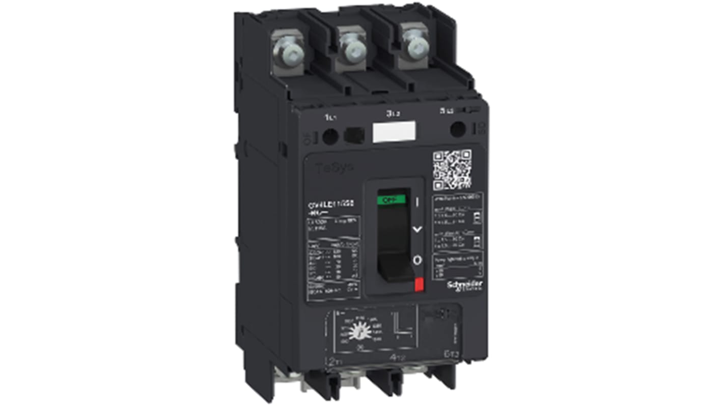 Interruttore termico 3 poli Schneider Electric GV4LE115S6, corrente nominale 115 A, dimensioni 81 x 116 x 155 mm.