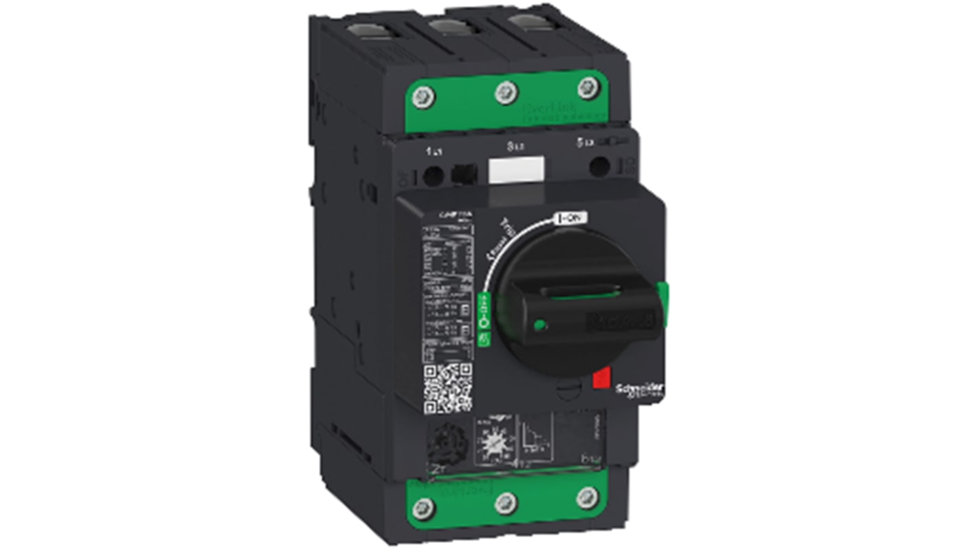 Interruttore termico 3 poli Schneider Electric GV4P07N, 7A, 690V, meccanismo magnetotermico, dimensioni 81 x 165 x 155 mm.