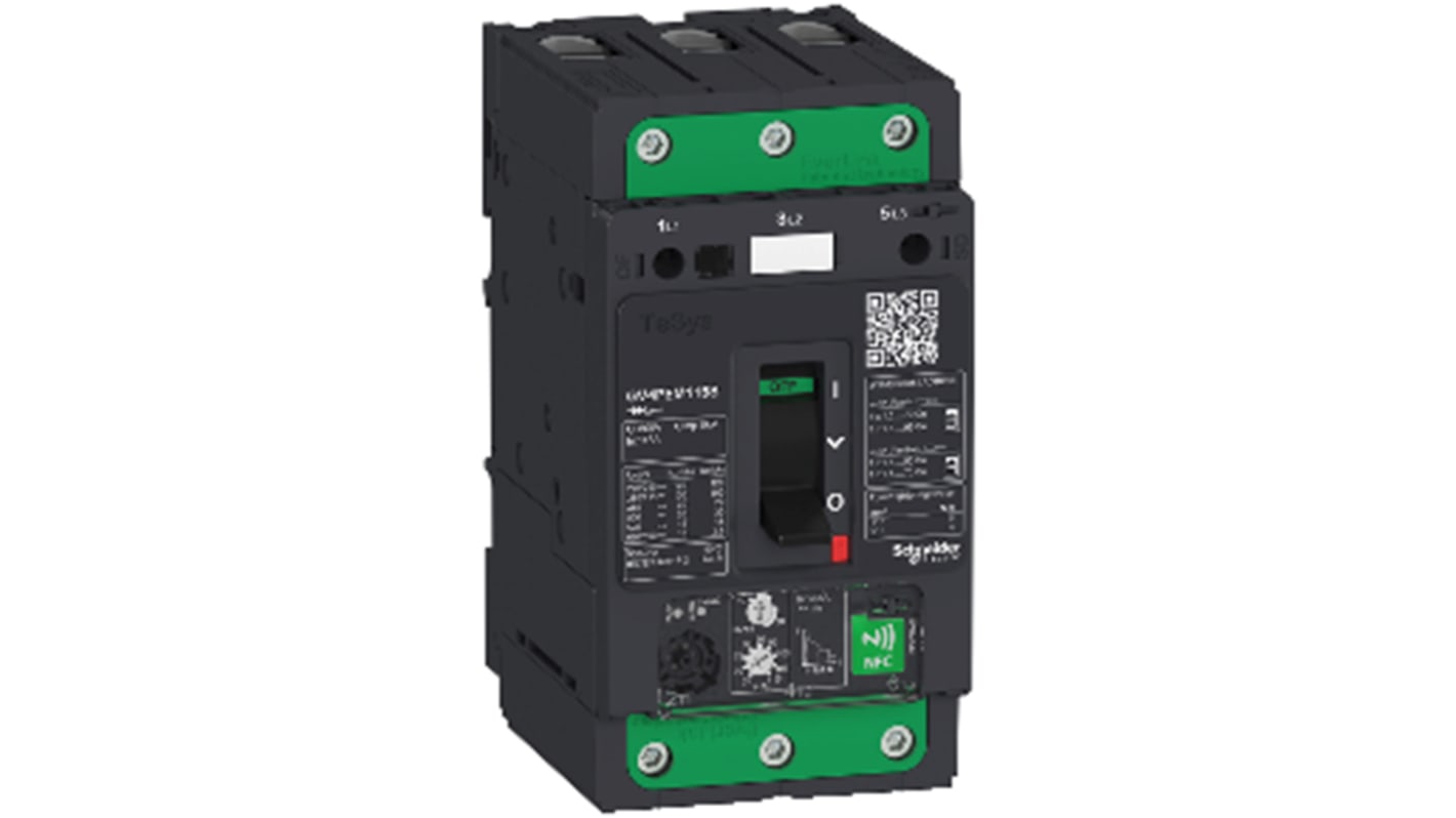 Interruttore termico Schneider Electric GV4PEM02S, 3 poli, 2A, 690V, dimensioni 81 x 116 x 155mm, con meccanismo magnetotermico.