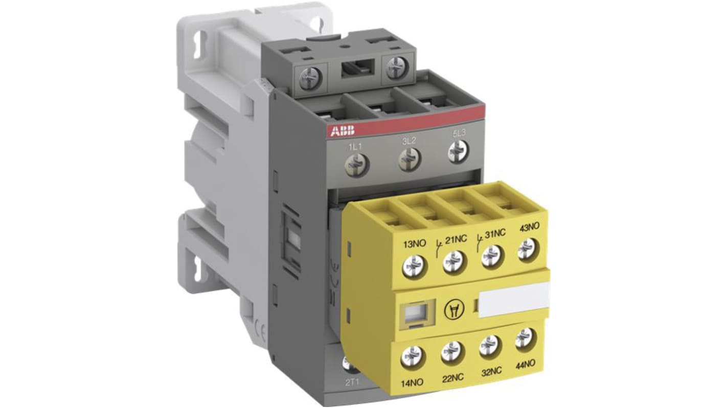 Contattore ABB Jokab 1SBL276082R3022 AFS, 3 poli, 3 NO, 24 V c.c., 50 A, dimensioni 119,5 x 45 x 80 mm.