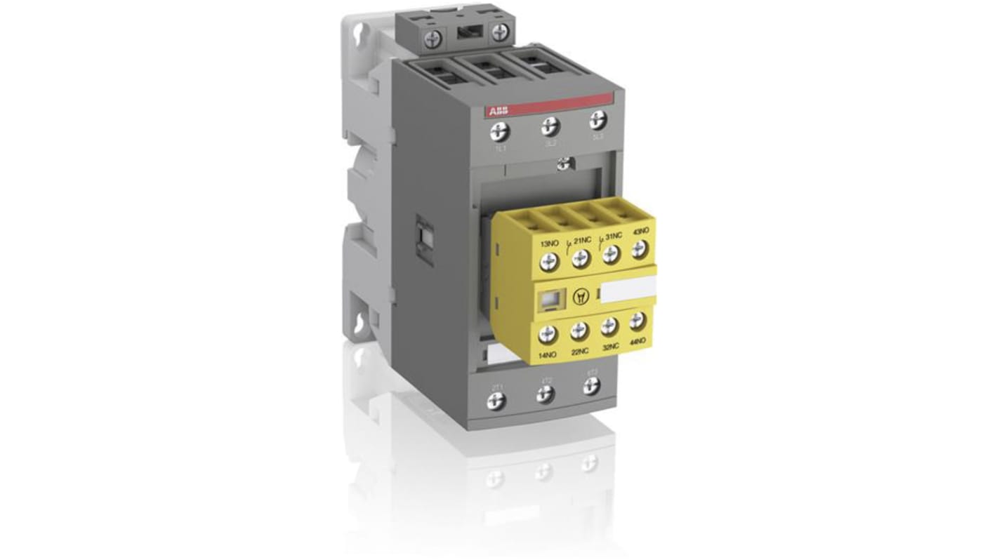 Contattore ABB Jokab 1SBL387082R1322 AFS 3 poli, 3 NO, 105 A, bobina 100-250 V, dimensioni 144x55x119.5 mm.
