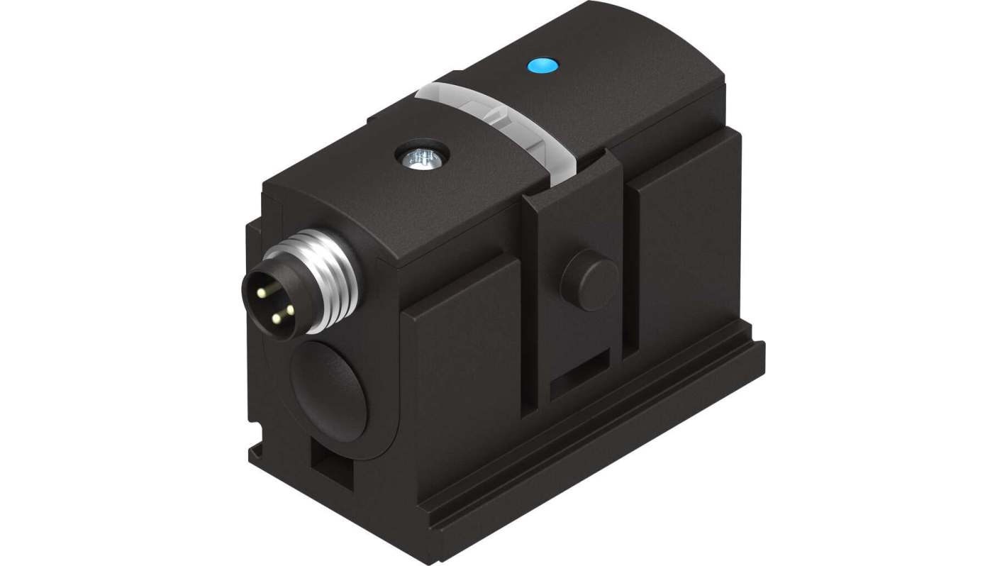 Sensore di pressione Festo SDE5-D10-C-Q6E-P-M8, attacco 6 mm, pressione operativa fino a 10 bar, grado di protezione IP40.