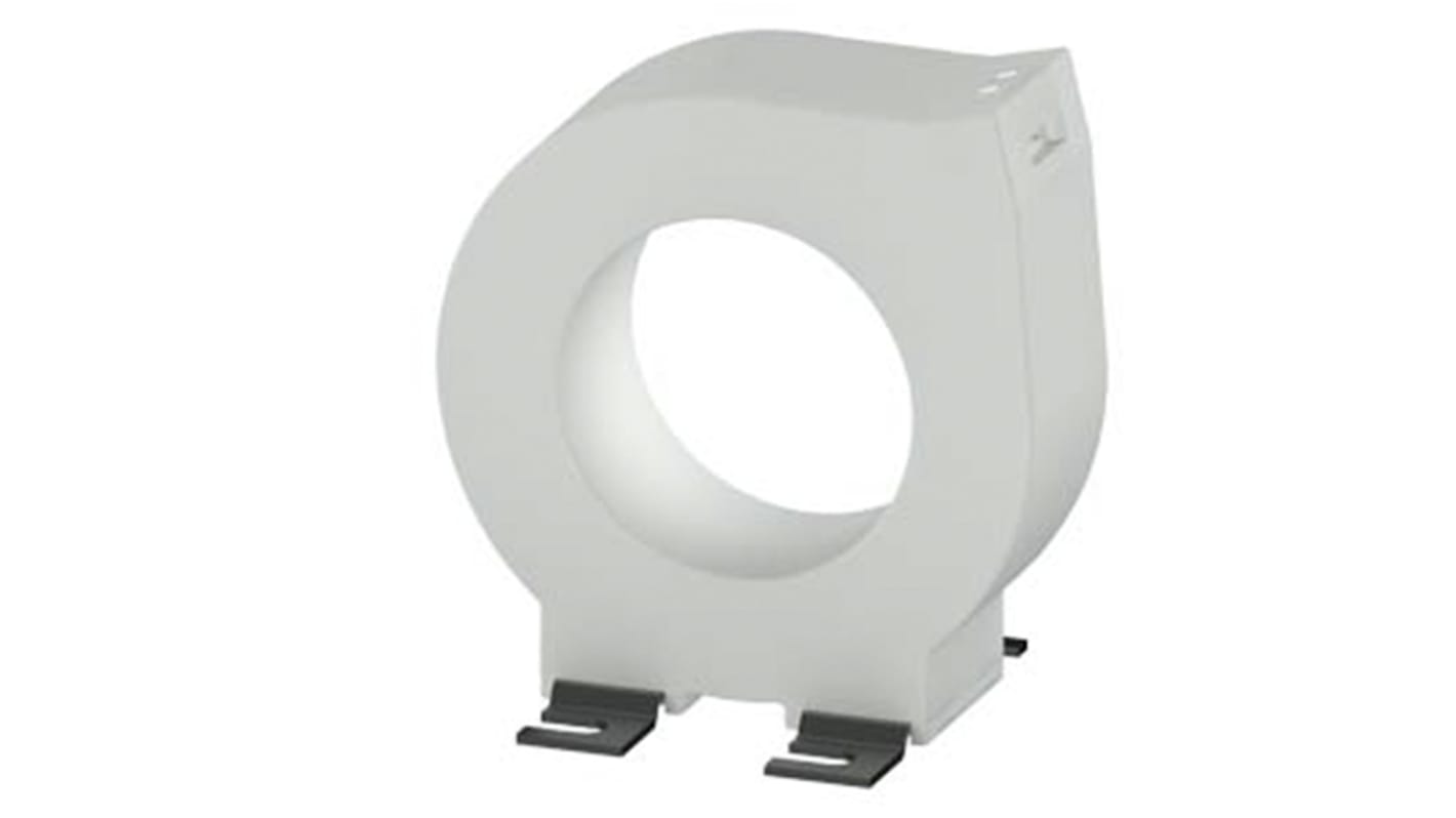 Trasformatore di corrente Siemens 3UL2303-1A, anello toroidale, montaggio su guida DIN, dimensioni 92 x 98 x 64 mm.
