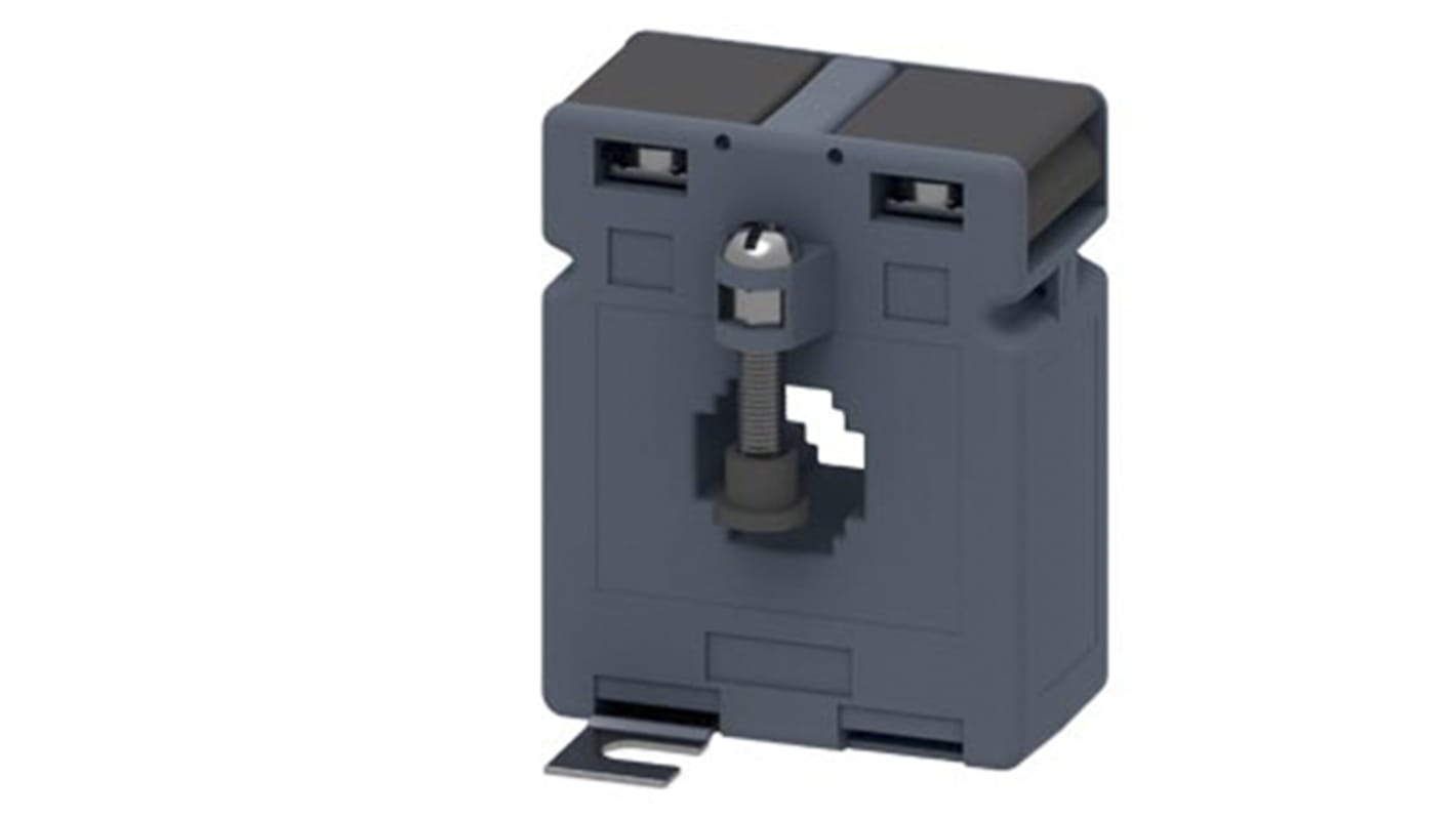 Trasformatore di corrente Siemens 4NC5123-0DE21, tipo finestra, montaggio a pannello, 250A ingresso, 1A uscita. Dimensioni 60 x 75,3 x 65,6 mm.