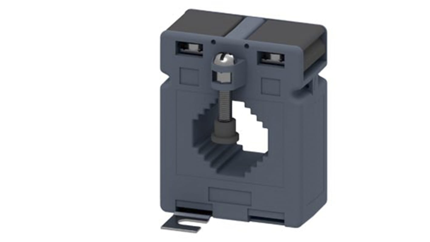 Trasformatore di corrente Siemens 4NC5231-2FE21, ingresso 800A, uscita 5A, montaggio a pannello, dimensioni 59,5 x 75,3 x 62,2 mm.