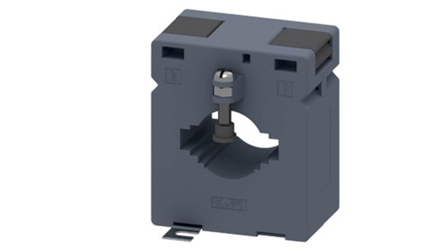 Trasformatore di corrente Siemens 4NC5325-0CE21, montaggio a pannello, rapporto 400:1, dimensioni 82,5 x 98 x 84,1 mm.
