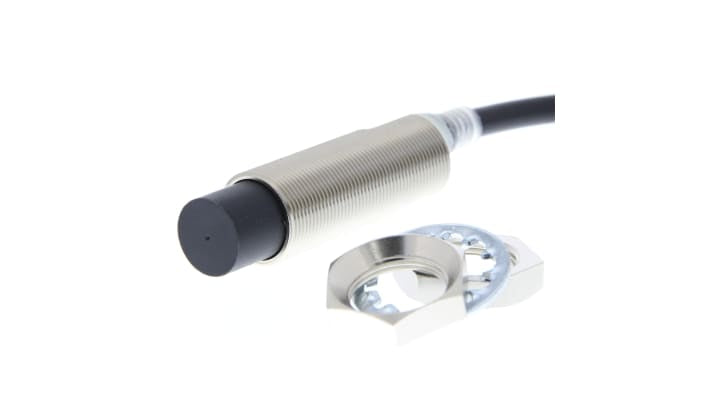 Sensore di prossimità cilindrico induttivo Omron E2E-X20MD2L18-T 2M, M18 x 1, rilevamento 20 mm, IP67, alimentazione 10-30 V c.c.