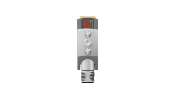 Sensore fotoelettrico rettangolare Banner Q4XTILAF100-Q8, rilevamento 25-100 mm, uscita analogica, montaggio filettato, IP67/IP68/IP69K.