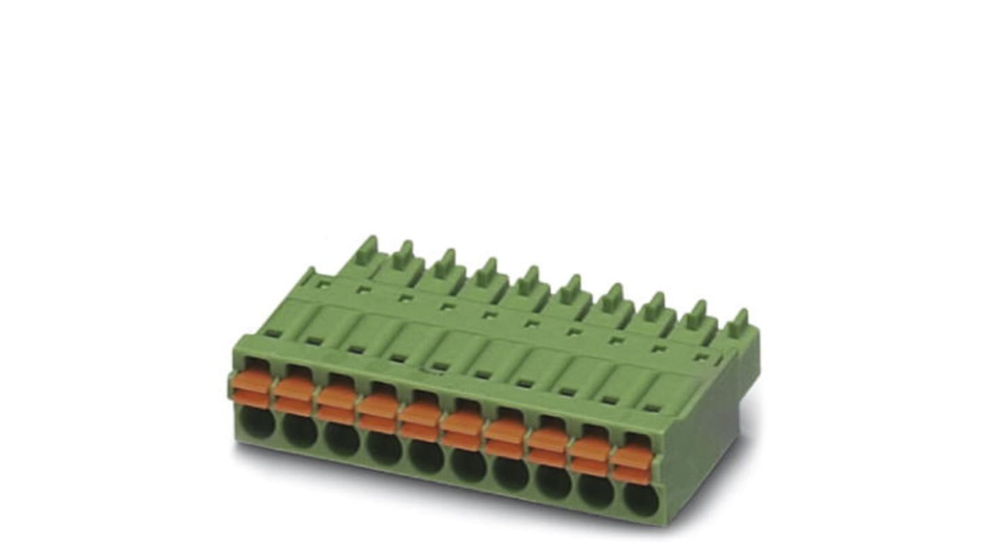 Morsettiera collegabile Phoenix Contact femmina 6 vie, passo 3.5mm, 8A 160V a molla verde - cod. 1952306. Connettore PCB stagnato, ideale per montaggio a pannello.