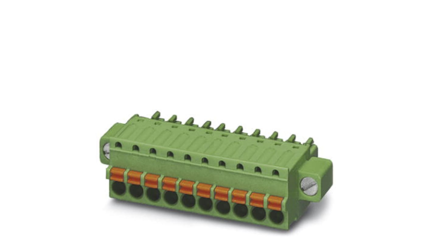 Morsettiera Phoenix Contact per PCB, 12 pin, passo 3,5 mm - FK-MCP 1.5/12-STF-3.81. Connettore femmina per circuiti industriali e elettrodomestici. Certificato UL 94 V-0, contatti stagnati.