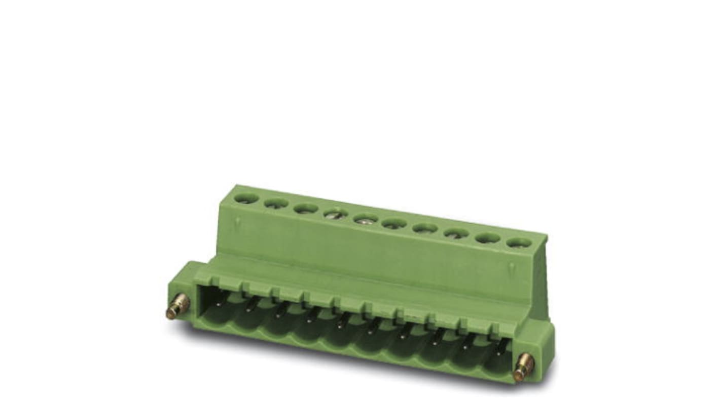 Connettore per PCB Phoenix Contact 1825378, 8 vie, 5.08mm, corrente 12A, tensione 320V, vite di collegamento, colore verde.